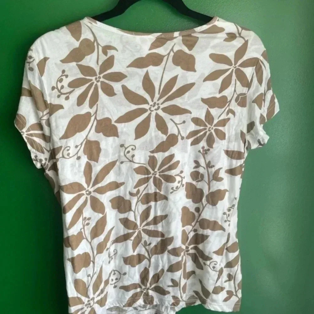 CLEARANCE!‎ Women’s Talbots Tshirt Brown White Floral Size M Medium EUC